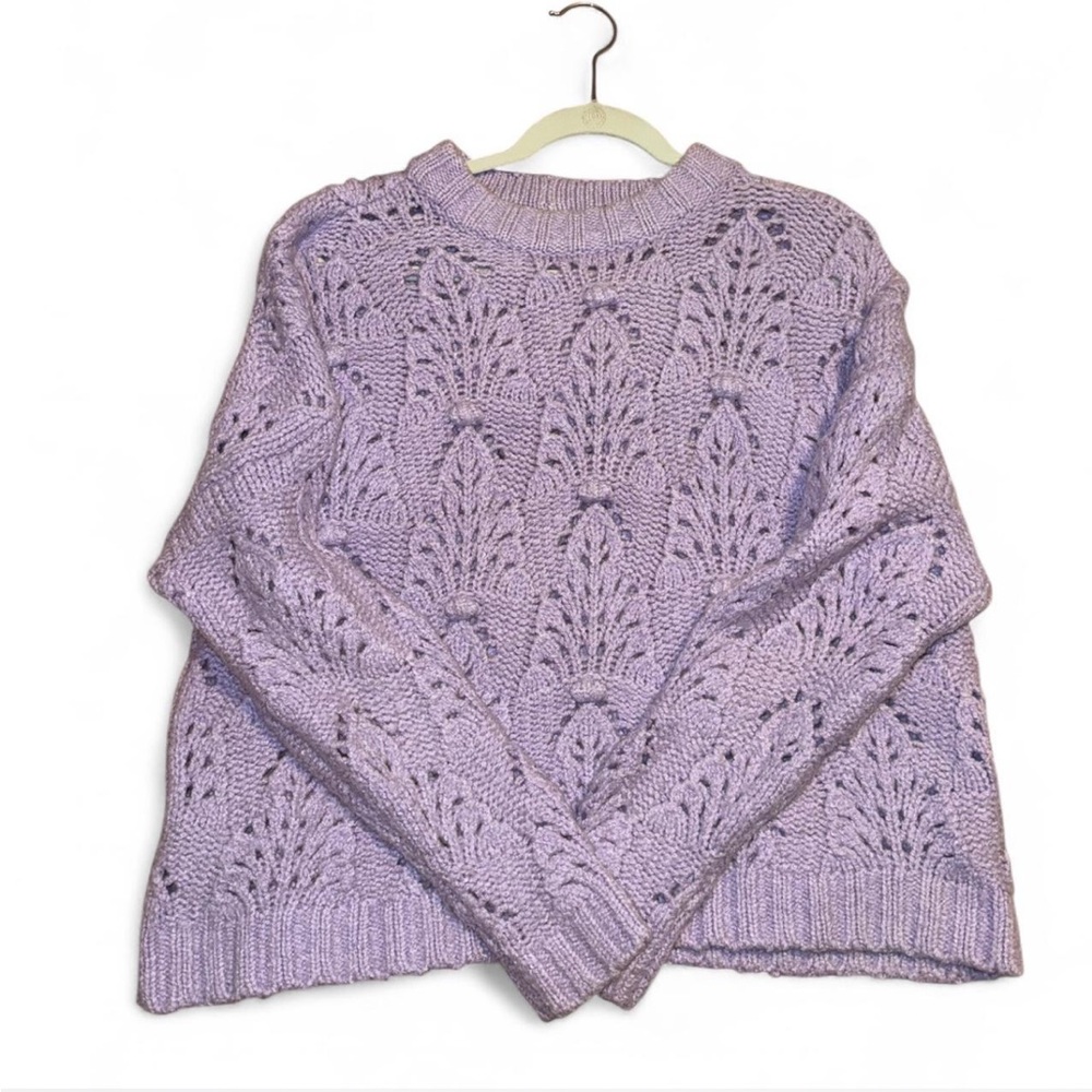 Aerie Lavender Openwork Knit Sweater - Women
